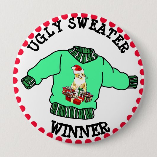 Ugly Sweater Winnaar Kerstwedstrijd Ronde Button 4,0 Cm (Voorkant)