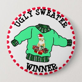 Ugly Sweater Winnaar Kerstwedstrijd Ronde Button 4,0 Cm