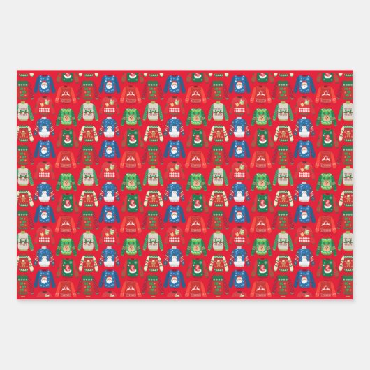 Ugly Sweater Wrapping Paper Flat Sheet Set van 3 (Voorkant 2)
