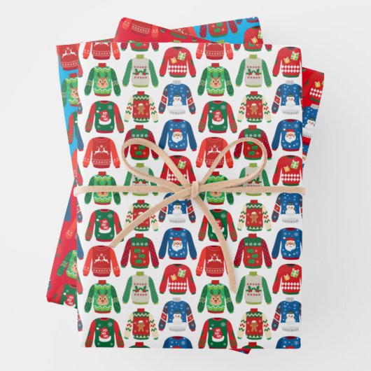 Ugly Sweater Wrapping Paper Flat Sheet Set van 3 (In situ)