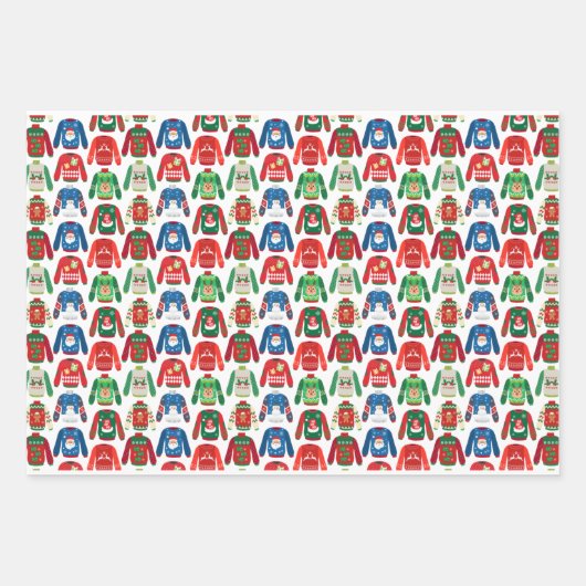 Ugly Sweater Wrapping Paper Flat Sheet Set van 3 (Voorkant)