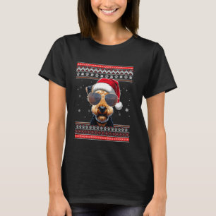 Ugly Sweater X-mas Santa Airedale Terrier Hond Chr T-shirt