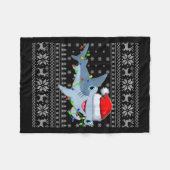 Ugly Sweater Xmas Lights Santa Hammerhead Shark Ch Fleece Deken (Voorkant (Horizontaal))