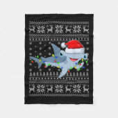 Ugly Sweater Xmas Lights Santa Hammerhead Shark Ch Fleece Deken (Voorkant)