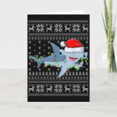 Ugly Sweater Xmas Lights Santa Hammerhead Shark Ch Kaart (Voorkant)