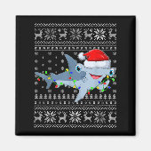 Ugly Sweater Xmas Lights Santa Hammerhead Shark Ch Magneet (Voorkant)