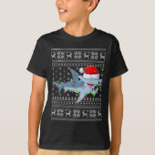 Ugly Sweater Xmas Lights Santa Hammerhead Shark Ch T-shirt (Voorkant)
