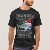 Ugly Sweater Xmas Lights Santa Hammerhead Shark Ch T-shirt (Voorkant)