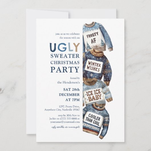 Ugly Sweaters Kerstfeest Uitnodiging (Voorkant)