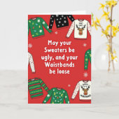 Ugly Sweaters Loose Waistbands Funny Christmas Kaart (Gele Bloem)