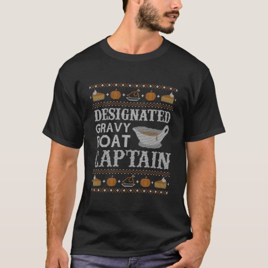 Ugly Thanksgiving Gravy Boat Captain T-shirt (Voorkant)