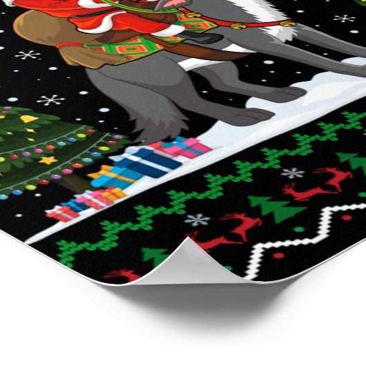 Ugly Wolf Xmas Gift Santa Riding Wolf Christmas T  Poster (Hoek)