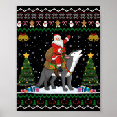 Ugly Wolf Xmas Gift Santa Riding Wolf Christmas T  Poster (Voorkant)
