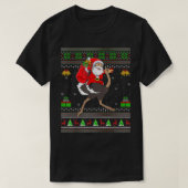 Ugly Xmas Funny Santa Claus Riding Emu Bird T-shirt (Design voorkant)