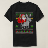 Ugly Xmas Funny Santa Claus Riding Mule Kerstmis T-shirt (Design voorkant)