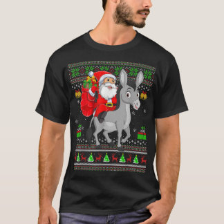 Ugly Xmas Funny Santa Claus Riding Mule Kerstmis T-shirt