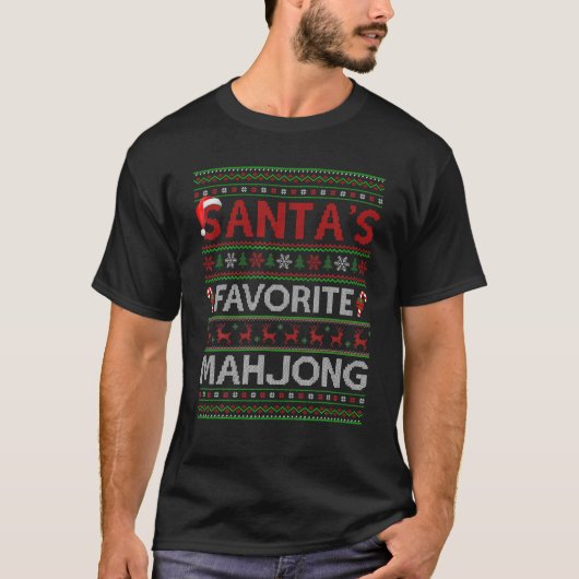 Ugly Xmas Lighting Santa's favoriete Mahjong Chris T-shirt (Voorkant)