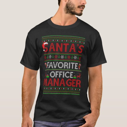 Ugly Xmas Lighting Santa's favoriete Office Manage T-shirt (Voorkant)