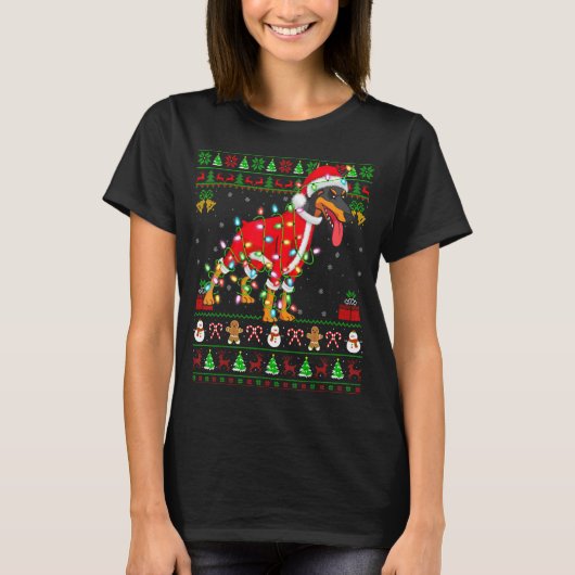 Ugly Xmas Lights Santa Doberman Dog Kerstmis T-shirt (Voorkant)