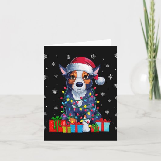 Ugly Xmas Lights Santa Hat Australian Cattle Dog C Kaart (Voorkant)