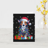 Ugly Xmas Lights Santa Hat Australian Cattle Dog C Kaart (Gele Bloem)