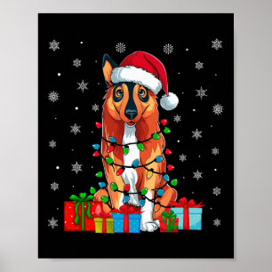 Ugly Xmas Lights Santa Hat Noorse Elandhond Poster