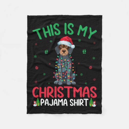 Ugly Xmas Santa Duitse Wirehaired Pointer Dog Chri Fleece Deken (Voorkant)