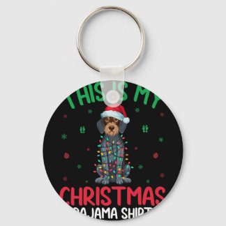 Ugly Xmas Santa Duitse Wirehaired Pointer Dog Chri Sleutelhanger