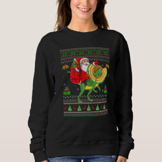 Ugly Xmas Santa Riding Dilophosaurus Dinosaur Chri Trui