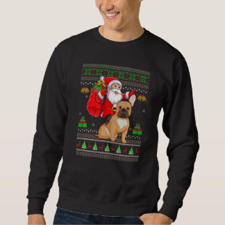Ugly Xmas Santa Riding French Bulldog Christmas Trui