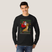 Ugly Xmas Santa Riding German Shepherd Dog Christm T-shirt (Voorkant volledig)