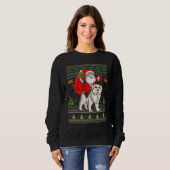 Ugly Xmas Santa Riding Great Pyrenees Dog Christma Trui (Voorkant volledig)