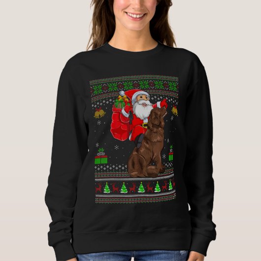 Ugly Xmas Santa Riding Newfoundland Dog Christmas Trui (Voorkant)