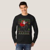 Ugly Xmas Santa Riding Schnauzer Dog Christmas T-shirt (Voorkant volledig)