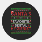 Ugly Xmas Santa's Favorite Dental Hygienist Christ Ronde Sticker (Voorkant)