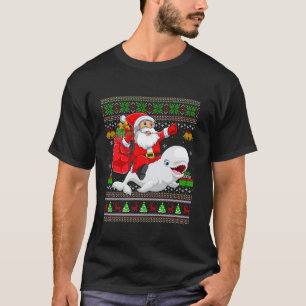 Ugly Xmas Sweater Funny Santa Riding Beluga Whale T-shirt