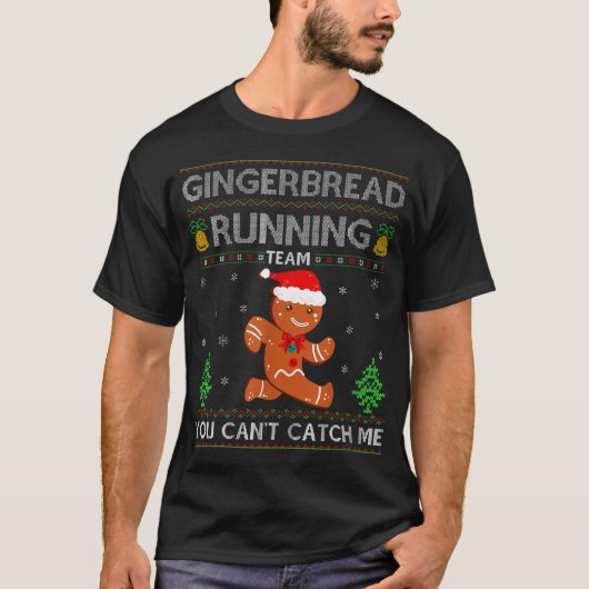 Ugly Xmas Sweater Gingerbread Running Team T-shirt (Voorkant)
