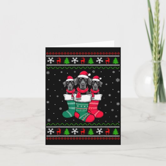 Ugly Xmas Sweater Great Dane Dog In Christmas Sock Kaart (Voorkant)