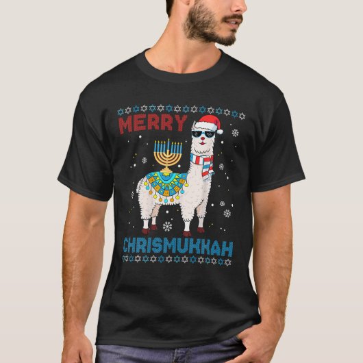 Ugly Xmas Sweater Merry Chrismukkah Cute Llama in T-shirt (Voorkant)