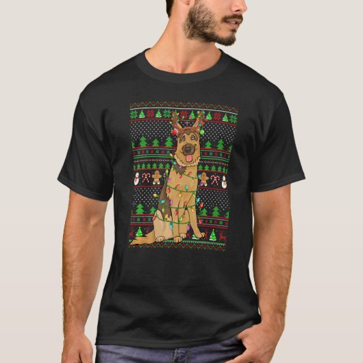 Ugly Xmas Sweater Style  Belgian Malinois Dog Chri T-shirt (Voorkant)