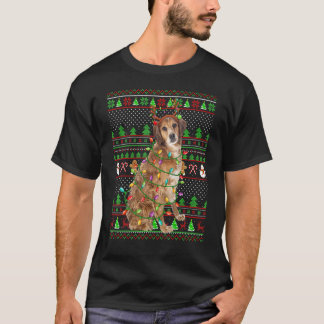 Ugly Xmas Sweater Style Brittany Spaniel Dog Chri T-shirt