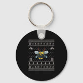 Ugly Xmas Sweater Style Bumble Bee Reindeer Christ Sleutelhanger (Voorkant)