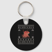 Ugly Xmas Sweater Style Cuttlefish Reindeer Christ Sleutelhanger (Voorkant)