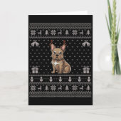 Ugly Xmas Sweater Style Frenchie Dog Reindeer Chri Kaart (Voorkant)