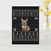 Ugly Xmas Sweater Style Frenchie Dog Reindeer Chri Kaart (Gele Bloem)