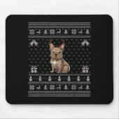 Ugly Xmas Sweater Style Frenchie Dog Reindeer Chri Muismat (Voorkant)