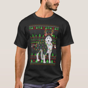 Ugly Xmas Sweater Style Licht Siberian Husky Dog T-shirt