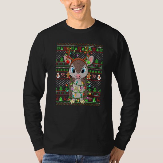 Ugly Xmas Sweater Style Lighting Armadillo Christm T-shirt (Voorkant)