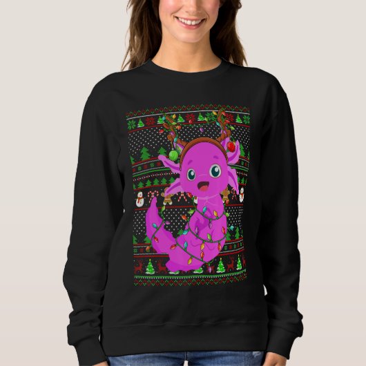 Ugly Xmas Sweater Style Lighting Axolotl Christmas (Voorkant)