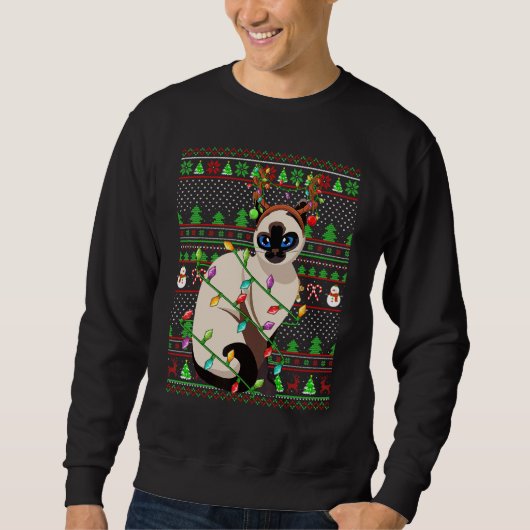 Ugly Xmas Sweater Style Lighting Balinese Cat Chri (Voorkant)